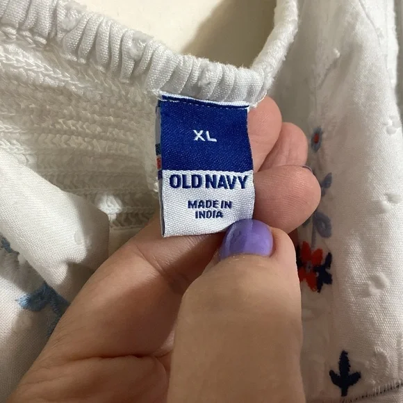 Old Navy Maxi Dress XL Embroidered Tiered Cottagecore Eyelet - Picture 14 of 16